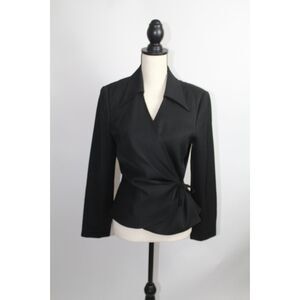 Women’s Lena Gabrielle Black Satin Blazer Top Vintage – Size 8
